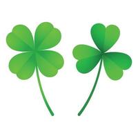 illustration of green three-leafed and four-leafed clover vector
