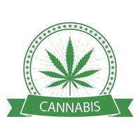 Medical marijuana and cannabis, green hemp leaves in circle and banner vector