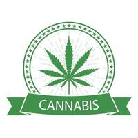 Medical marijuana and cannabis, green hemp leaves in circle and banner vector