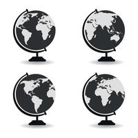 set globe and earth planet icon on white background with shadow vector