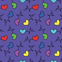 Bright neon pattern with heartbeat symbol vector