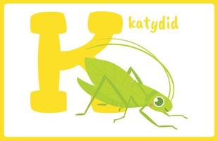 tarjeta flash alfabeto insecto k vector