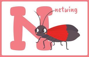 Flash Card Alphabet Insect N vector