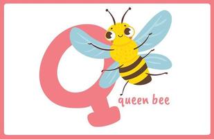 Flash Card Alphabet Insect Q vector