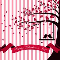 Valentine day with tree autumn and pink ribbon white pink burst background.vector vector