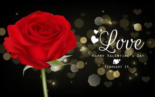 Happy Valentine's day background with Red rose and gold bokeh.vector vector