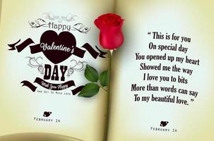 Red rose with open of diary background.vector vector