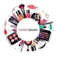 Sets of cosmetics on isolated background vector