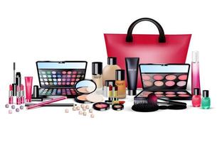 Sets of cosmetics on isolated background vector