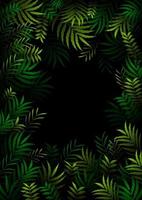 Exotic pattern with tropical leaves in dark forest.vector vector