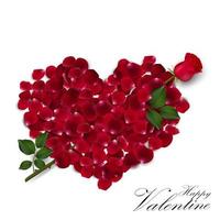 Valentine's day background with  rose petals heart .vector vector