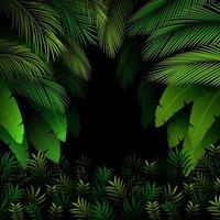 Exotic pattern with tropical leaves on a black background vector