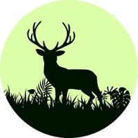 Forest background with wild deer of trees on concept frame of circle vector