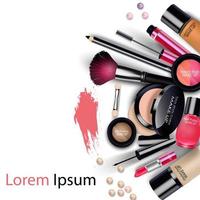 Sets of cosmetics on isolated background vector