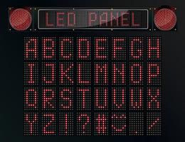 LED digital font on black background vector