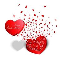 día de san valentín, cajas rojas en forma de corazón. vector