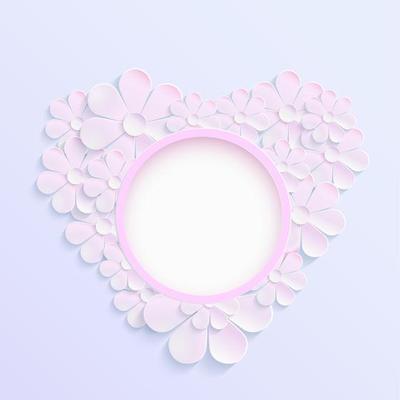 Beautiful wreath of spring flowers, pink daisies. vector