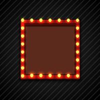 Retro square billboard with lamps for space text black background.vector vector