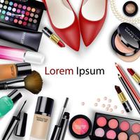 Sets of cosmetics on white background vector