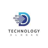 logotipo de tecnología digital inicial d vector