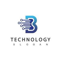 logotipo de tecnología digital inicial b vector