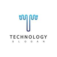 t logotipo de tecnología digital inicial vector