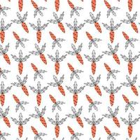 Seamless pattern with orange carrots. Doodle style pattern with carrots.Vector pattern. vector