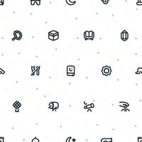 Seamless pattern of small Ramadan icons with random dots on transparent background vector