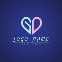 GD Creative Minimal Unique Letter Love Logo Design vector