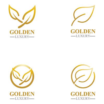 golden leaf luxury logo icon vector template