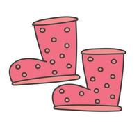 flat cartoon garden, kid, children rubber boots with white dots.icon simple vector