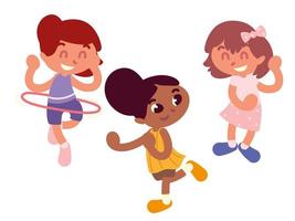 set of girls playing vector