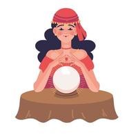 fortune teller looking a crystal ball vector