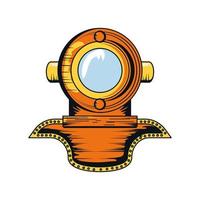 retro diving helmet vector