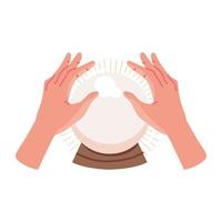 hands and crystal ball vector
