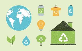 iconos de reciclaje y medio ambiente vector