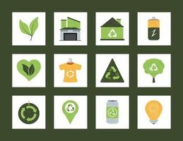 reciclar iconos renovables vector