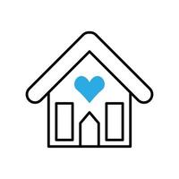 casa y corazón azul vector