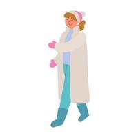 female in winter coat vector