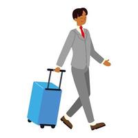 businessman traveler with suitcase vector