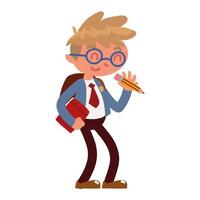 male student with supplies vector