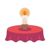 burning candle on table vector