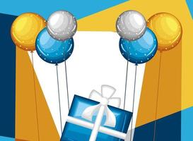 birthday gift and balloons vector