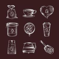 set coffee sketching style vector