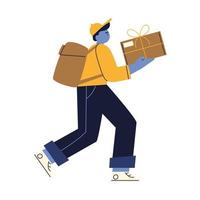 delivery man with box vector