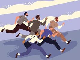 group of business men running vector