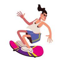 hipster man on skateboard vector