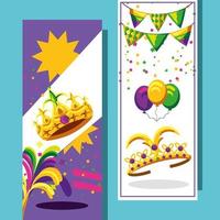 banners verticales de mardi gras vector