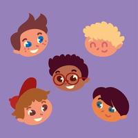 set of boys face vector