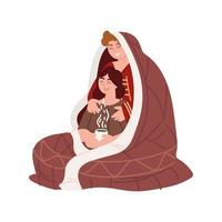 couple in warm blanket vector